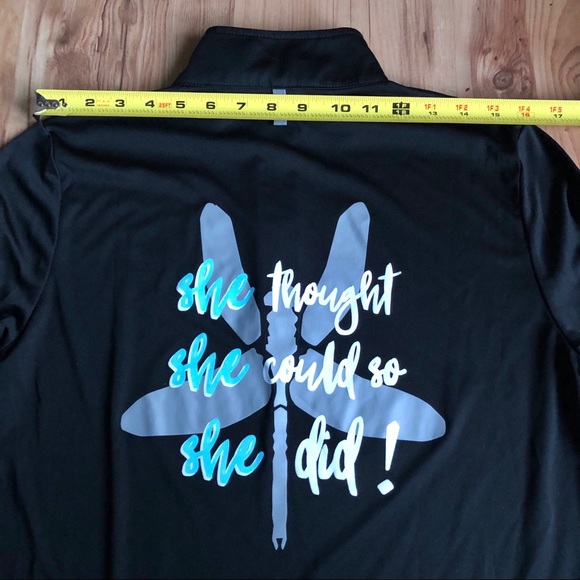 Performance Long Sleeve Tee Shirt SHE POWER MARATHON 1/4 Zip Large Black Women’s - Picture 11 of 16